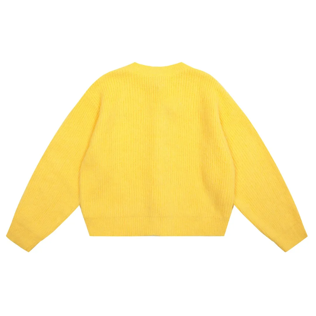 VIVI145# vivienne west wood 25 spring new style three-color wool embroidered design cardigan, three-color turmeric, three-color hemp gray Size: 1 yard (90-110 pounds) 2 yards (110-130 pounds) 3 yards (130-150 pounds) Color: gray yellow pink